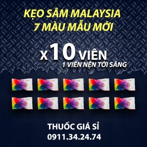 KẸO SÂM HAMER MALAYSIA HỘP 10 VIÊN HÌNH HOA 7 MÀU